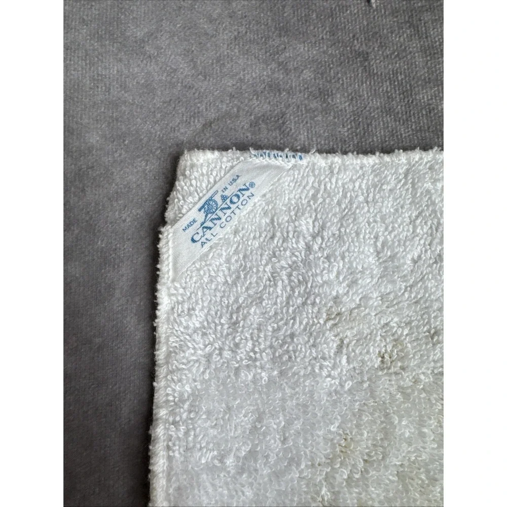 Cannon VTG Floral Fold‎ & White Fringe Towel Set Hand Bath USA Cotton
